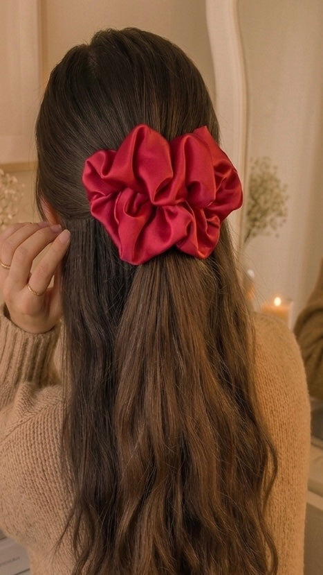 Scrunchie Saten Rojo